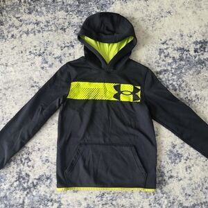 Under Armour Black and Neon Yellow Kids Hoodie